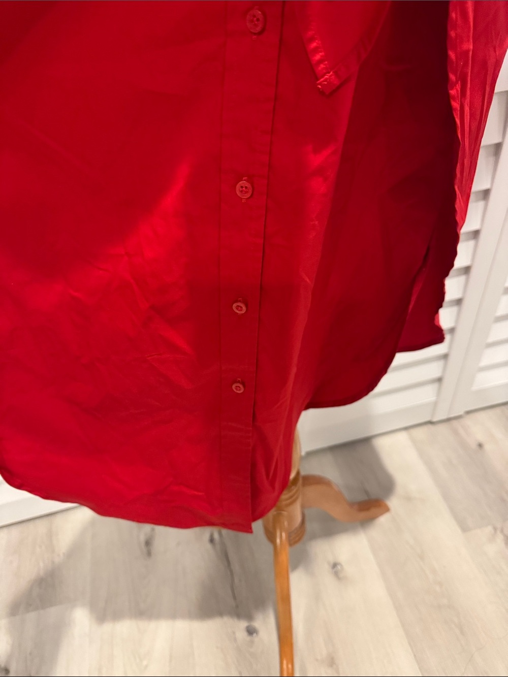 Lauren Ralph Lauren NWT Banded Collar Red Tie-Waist Button Midi Dress - Picture 4 of 14